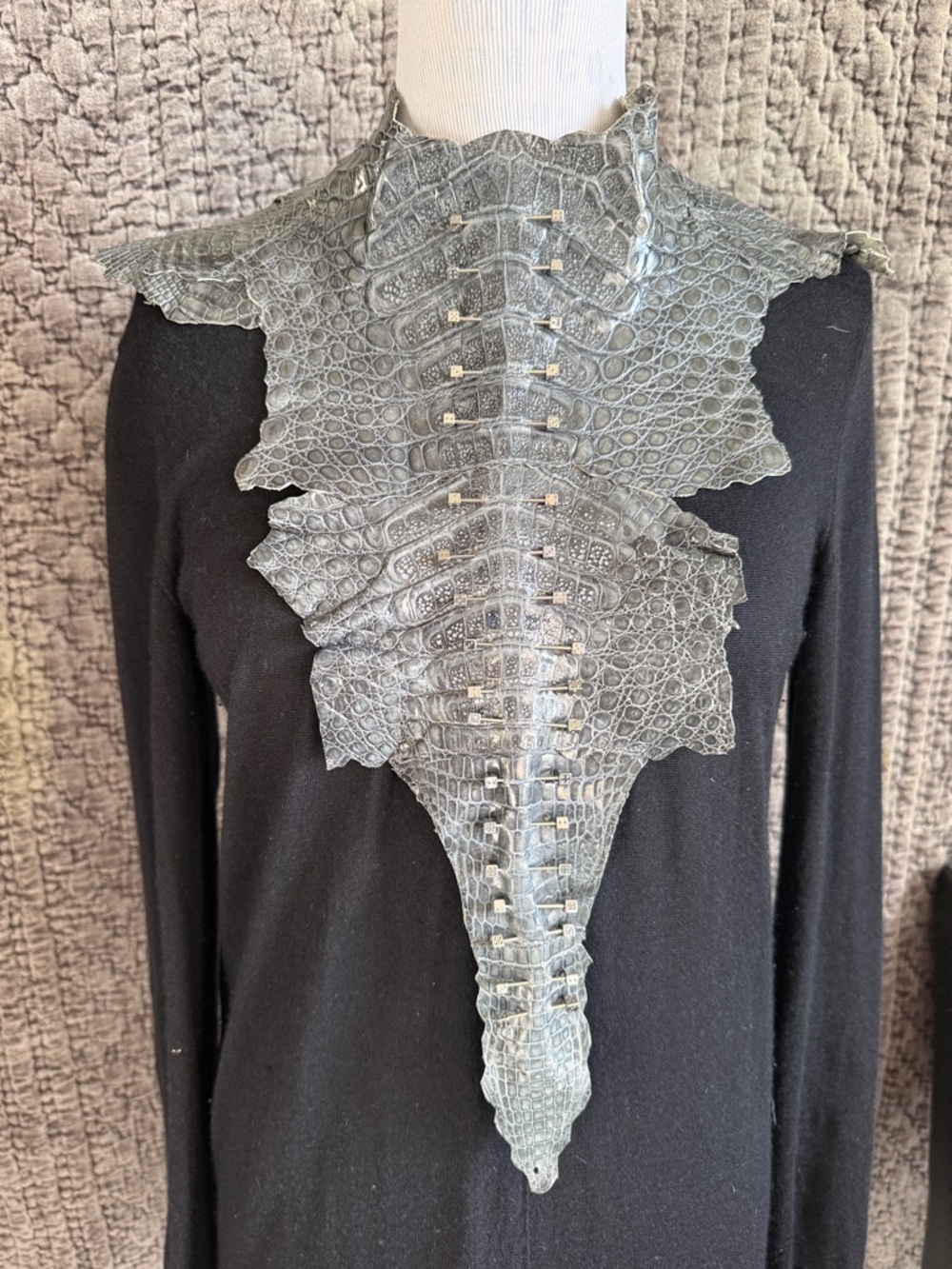 Exotic Real Grey Crocodile Front Bib - Picture 15 of 16